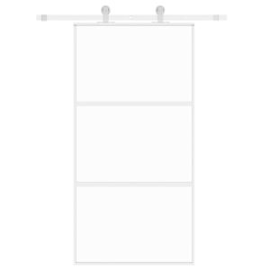 Плъзгаща се врата бяла 102,5x205 см закалено стъкло и алуминий