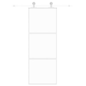 Плъзгаща се врата, бяла, 76x205 см, закалено стъкло и алуминий