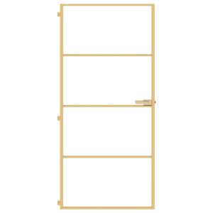 Интериорна врата златиста 93x201,5 см закалено стъкло алуминий