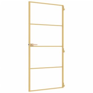 Интериорна врата златиста 93x201,5 см закалено стъкло алуминий