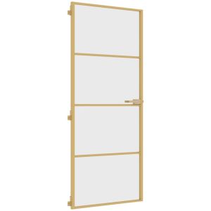 Интериорна врата златиста 83x201,5 см закалено стъкло, алуминий