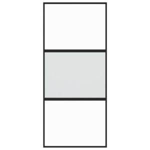 Плъзгаща се врата, черна, 90x205 см, закалено стъкло и алуминий