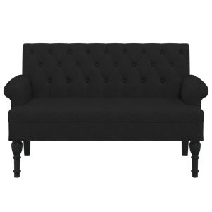 Пейка с облегалка, черна, 120x62x75,5 см, плат