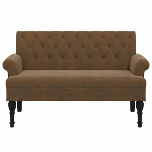 Пейка с облегалка, кафява, 120x62x75,5 см, изкуствен велур