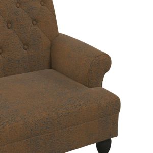 Пейка с облегалка, кафява, 120x62x75,5 см, изкуствен велур