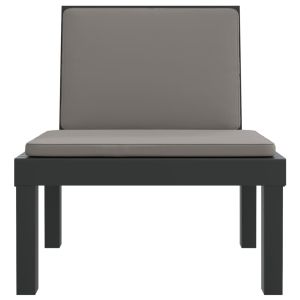 Шезлонг с възглавници, антрацит, PP