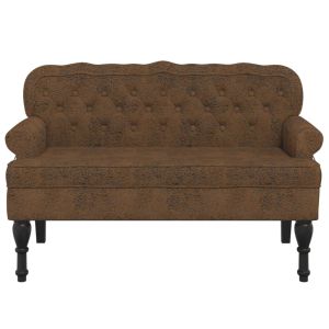 Пейка с облегалка, кафява, 119,5x64,5x75 см, изкуствен велур