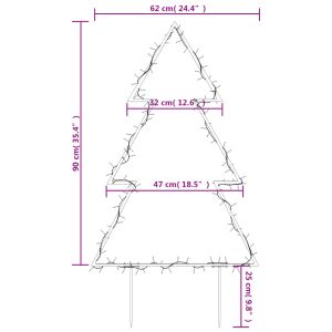 Коледна светеща украса елха с шипове, 115 LED, 90 см