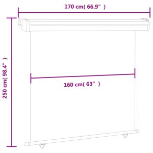 Вертикална тента за балкон, 175x250 см, кремава