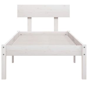 Рамка за легло бяла масивно дърво 75x190 см Small Single