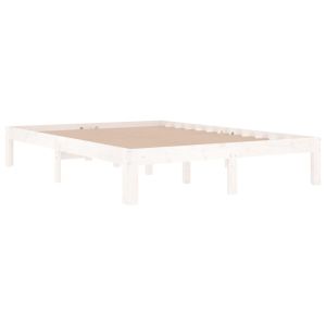 Рамка за легло, бяла, дърво масив, 135x190 cм, Double
