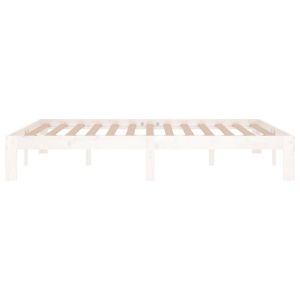 Рамка за легло, бяла, дърво масив, 135x190 cм, Double