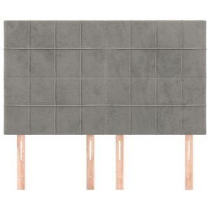 Табла за легло, светло сива, 144x5x118/128 см, кадифе