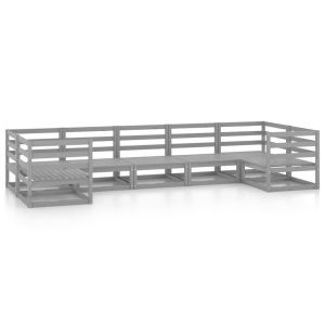 Градински лаундж комплект, 7 части, бор масив