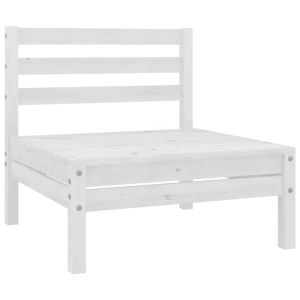 Градински лаундж комплект, 8 части, бял, бор масив