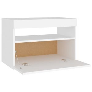 Нощни шкафчета с LED, 2 бр, бели, 60x35x40 см, инженерно дърво