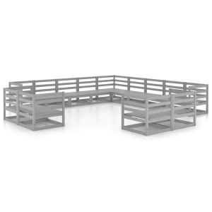 Градински лаундж комплект, 13 части, бор масив