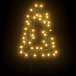 Коледни светещи украси елхи с шипове, 3 бр, 50 LED, 30 см