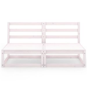 Градински 2-местен диван, бял, бор масив