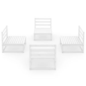 Градински лаундж комплект, 4 части, бял, бор масив
