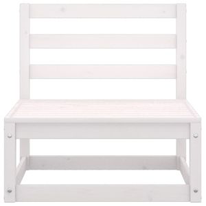 Градински 4-местен диван, бял, бор масив