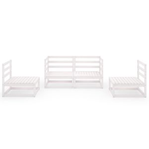 Градински лаундж комплект, 4 части, бял, бор масив