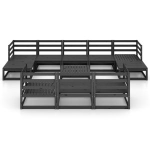 Градински лаундж комплект от 11 части, борово дърво масив