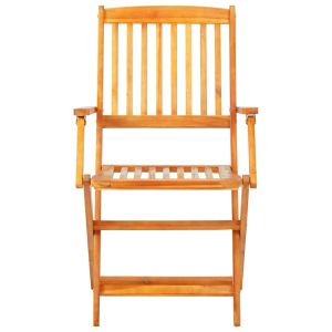 Градински трапезен комплект, сгъваем, 9 части, акация масив