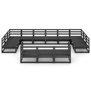 Градински лаундж комплект от 13 части, борово дърво масив