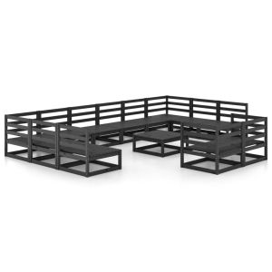 Градински лаундж комплект от 13 части, борово дърво масив