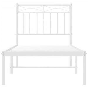Метална рамка за легло с горна табла, бяла, 80x200 см