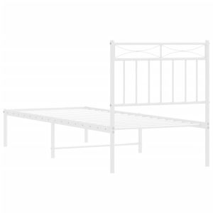 Метална рамка за легло с горна табла, бяла, 80x200 см