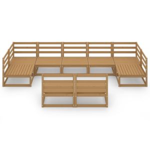 Градински лаундж комплект от 9 части, борово дърво масив