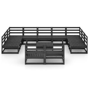 Градински лаундж комплект от 12 части, борово дърво масив