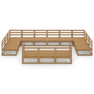 Градински лаундж комплект от 13 части, борово дърво масив