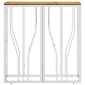 Конзолна маса, сребриста, неръждаема стомана и дърво масив