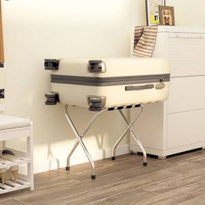 Поставка за куфари, черно и сребристо, 56x40x49 см