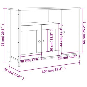 Сайдборд, черен, 100x35x75 см, инженерно дърво