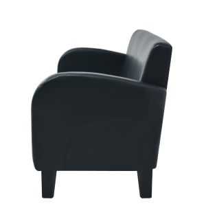 Комплект дивани от 2 части, изкуствена кожа, черен