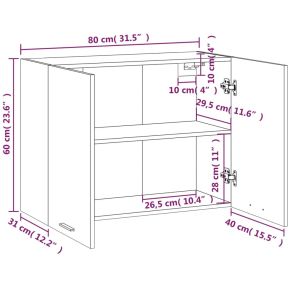 Висящ шкаф "Lyon", сив, цвят сонома, 80x31x60 см, инженерно дърво