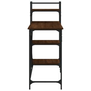 Компютърно бюро с рафтове кафяв дъб 120x47x109 см