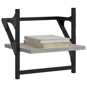 Стенни рафтове с пръти 2 бр сив сонома 30x25x30 см