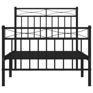 Метална рамка за легло с горна и долна табла, черна, 90x200 см
