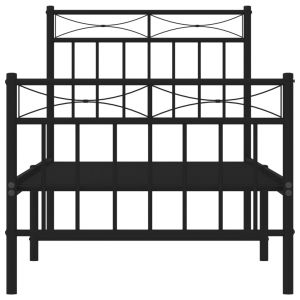 Метална рамка за легло с горна и долна табла, черна, 80x200 см
