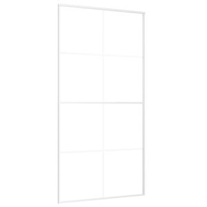 Плъзгаща се врата, ESG стъкло и алуминий, 102,5x205 см, бяла