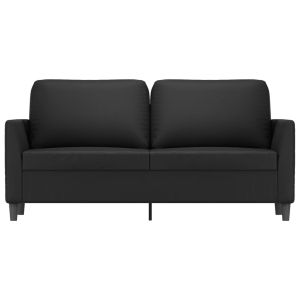 2-местен диван, черен, 140 см, изкуствена кожа