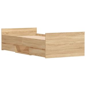 Рамка за легло с горна и долна табла, сонома дъб, 90x200 см