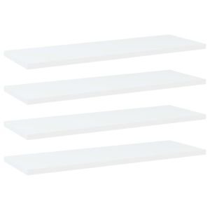 Рафтове за етажерка, 4 бр, бели, 60x20x1,5 см, инженерно дърво