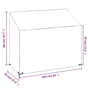 Калъф за градинска пейка 8 отвора 160x70x70/88 см полиетилен