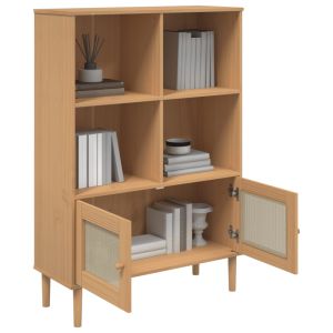 Библиотека SENJA ратанова визия кафява 90x35x130 см бор масив